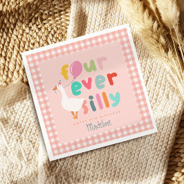 Servilleta De Papel Girls Cute Four Ever Silly Farm Goose 4th Birthday