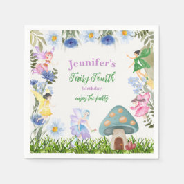 Servilleta De Papel Girl's Fairy Birthday Fairies and Flowers Any Age