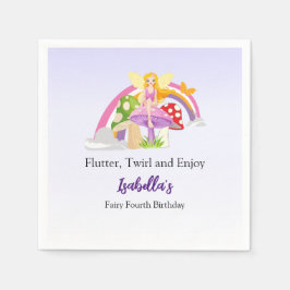Servilleta De Papel Girls Fairy Mushroom Rainbow Birthday