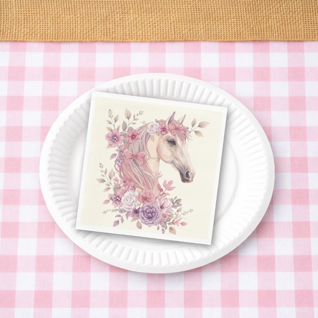 Servilleta De Papel Girls Pretty Ponies Pastel Floral Horse (Subido por el creador)