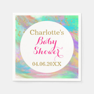 Servilleta De Papel Girly Baby Shower Colorful Unicorn Gold Purpurina