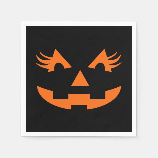 Servilleta De Papel Girly Jack O Lantern Halloween (Anverso)