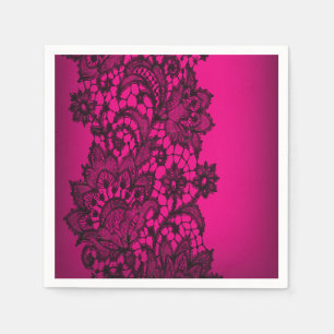 Servilleta De Papel girly paris fuchsia encaje negro vintage