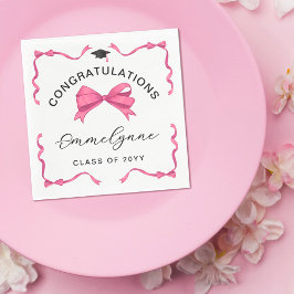Servilleta De Papel Girly Pink Bow Felicitaciones Graduado