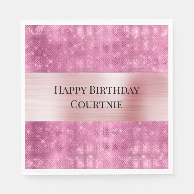 Servilleta De Papel Girly Pink Glitzy Sparkle (Anverso)