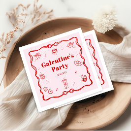 Servilleta De Papel Girly Red Coquette Galentine's Party