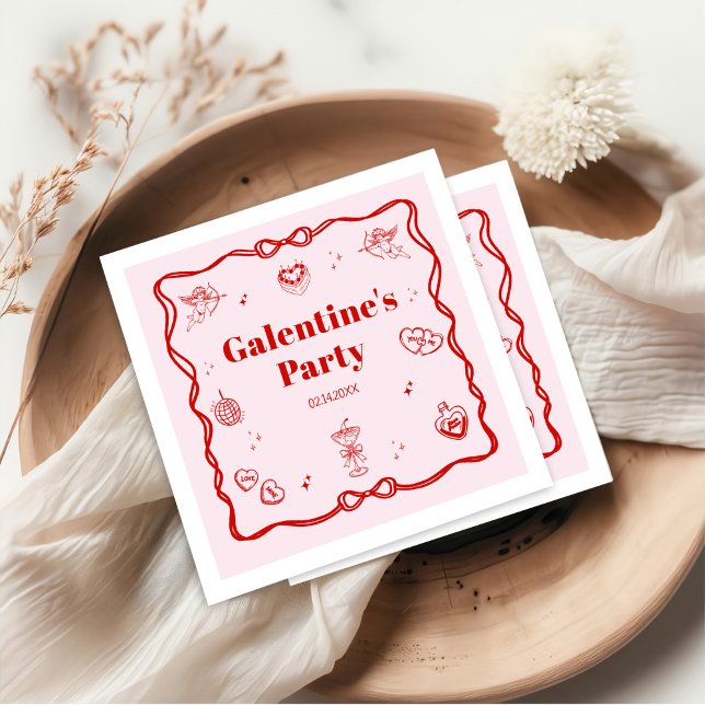 Servilleta De Papel Girly Red Coquette Galentine's Party (Subido por el creador)