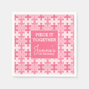 Servilleta De Papel Girly Sweet Pink Piece It Together Puzzle Birday