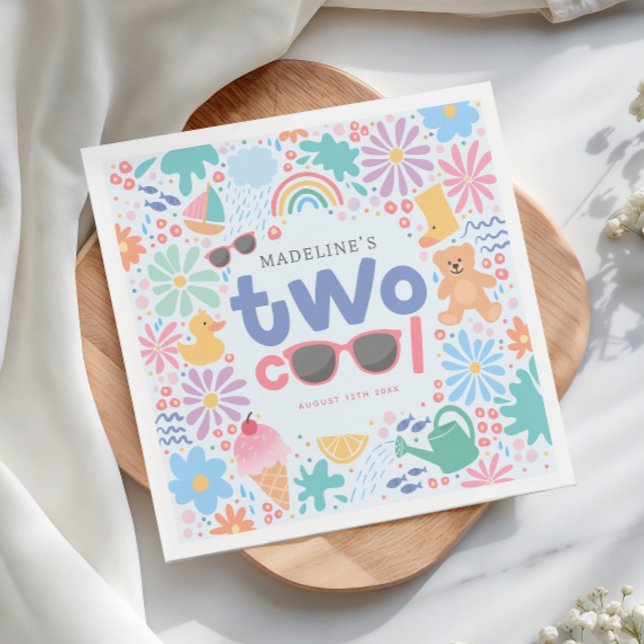Servilleta De Papel Girly Two Cool Summer Splash 2nd Birthday (Subido por el creador)