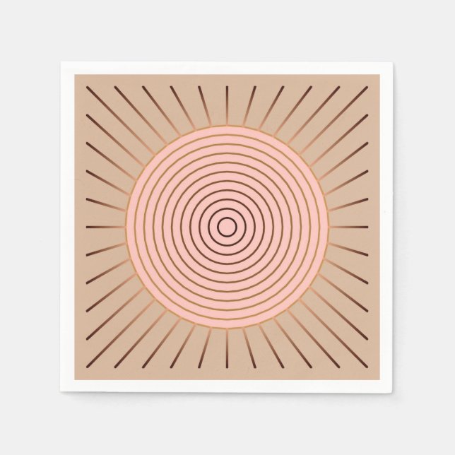 Servilleta De Papel Giro geométrico moderno - Peach y Tan (Anverso)