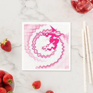 Servilleta De Papel Giro mágico de bruja voladora rosa caliente de Hal
