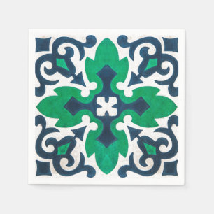 Servilleta De Papel Giro verde azul grunge Damask