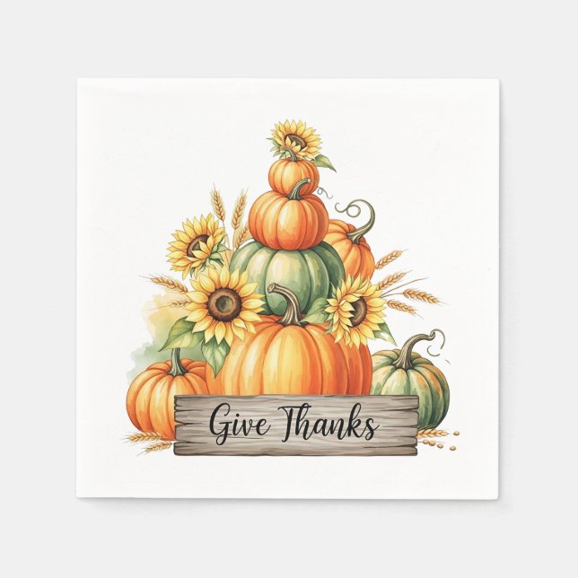 Servilleta De Papel Give Thanks Harvest Gathering (Anverso)