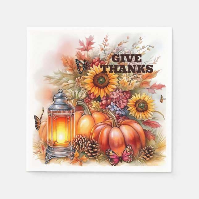 Servilleta De Papel Give Thanks – Lantern Glow  (Anverso)
