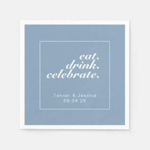 Servilleta De Papel Glacier Blue & White Modern Boda Minimalista