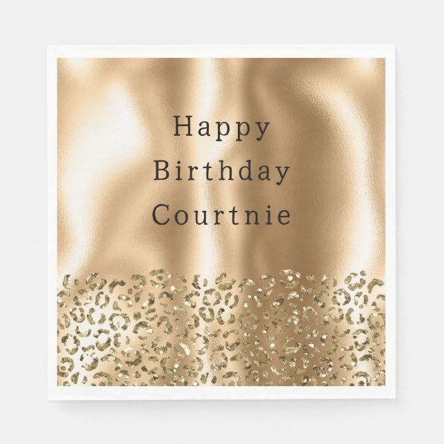 Servilleta De Papel Glam Animal Glitzy Leopard Gold (Anverso)