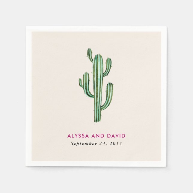 Servilleta De Papel Glam Cactus Boda (Anverso)