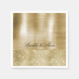 Servilleta De Papel Glam Champagne Gold Glitzy Sparkle