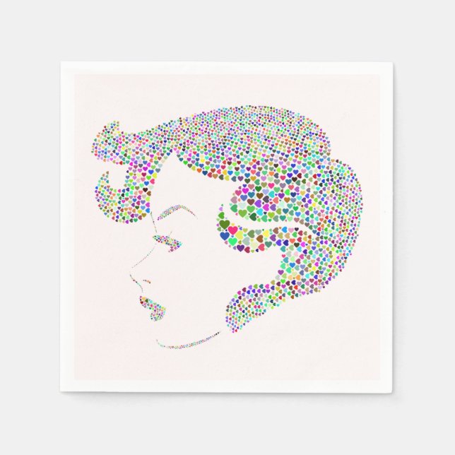 Servilleta De Papel Glam chica con corazones (Anverso)