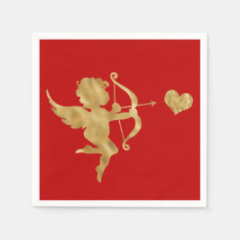 Servilleta De Papel Glam Cupid Gold Red Heart Valentine