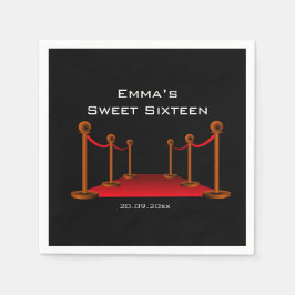 Servilleta De Papel Glam Elegant Black & Red Carpet Sweet 16 Fiesta
