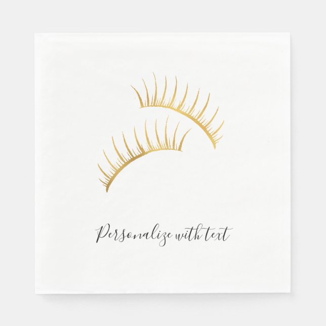 Servilleta De Papel Glam Eyelashes dorados (Anverso)