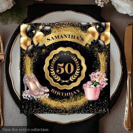 Servilleta De Papel Glam Gold Balloons Napkins con tacones altos de Ru