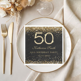 Servilleta De Papel Glam Gold Diamonds 50th Birthday Party 