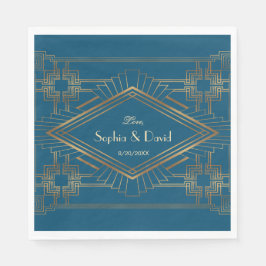 Servilleta De Papel Glam Gold Great Gatsby Ocean Blue Boda