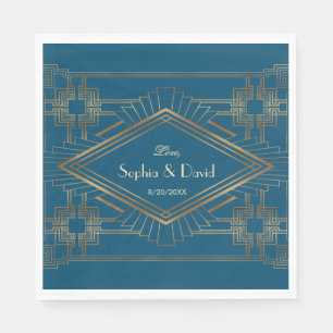 Servilleta De Papel Glam Gold Great Gatsby Ocean Blue Boda