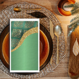 Servilleta De Papel Glam Gold Purpurina Green Metallic Festive