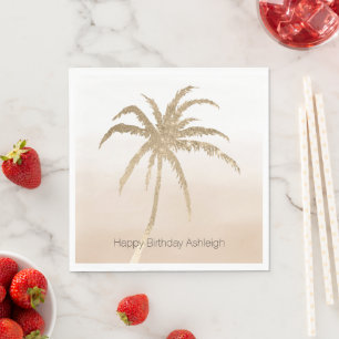 Servilleta De Papel Glam Gold Tropical Palm Tree Ombre