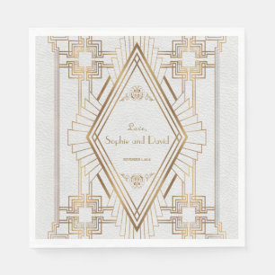 Servilleta De Papel Glam Gold y White Great Gatsby Boda