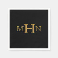 Glam gótico | Napkins de papel | Monograma dorado