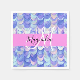 Servilleta De Papel Glam irlandescente Blue Mermaid Scales Nombre Mono