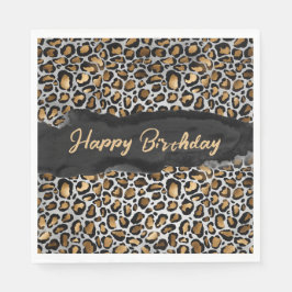Servilleta De Papel Glam Leopard Feliz cumpleaños