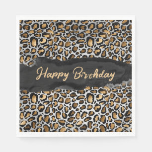 Servilleta De Papel Glam Leopard Feliz cumpleaños