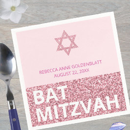 Servilleta De Papel Glam Moda Rosa Elegante Bat Religioso Mitzvah