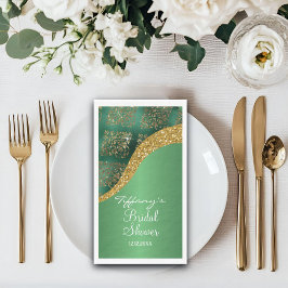 Servilleta De Papel Glam Oro Brillo Verde Metálico Nupcial