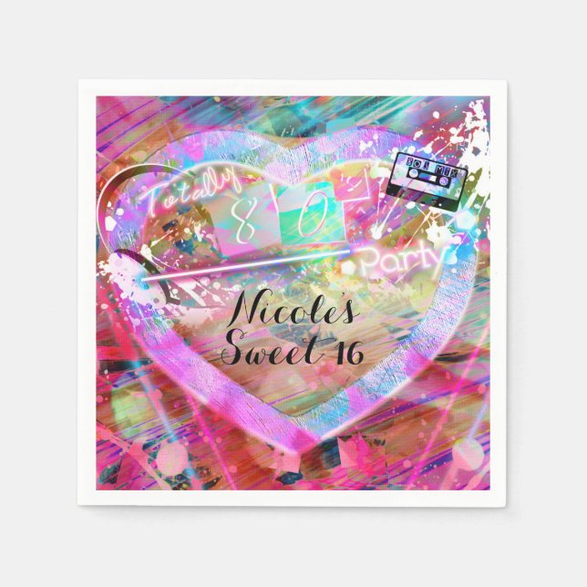 Servilleta De Papel Glam, Personalizado Fiesta de corazón brillante de (Anverso)