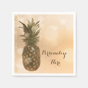 Servilleta De Papel Glam Piña Dorada Elegante Fiesta Tropical