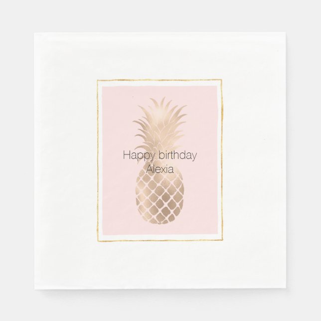 Servilleta De Papel Glam Pineapple Gold (Anverso)