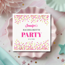 Glam Pink Gold Dots Bachelorette Party Paper