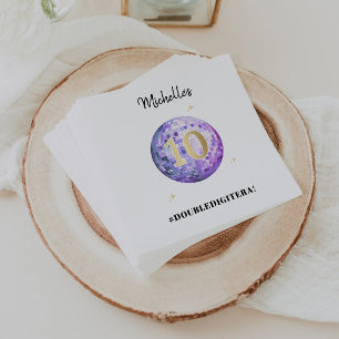 Servilleta De Papel Glam púrpura en mi doble dígito de cumpleaños 10