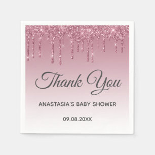 Servilleta De Papel Glam púrpura rosa dorado Gracias Baby Shower