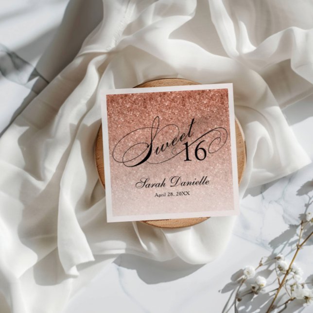 Servilleta De Papel Glam Purpurina de oro dulce 16 Rosa personalizado (Subido por el creador)