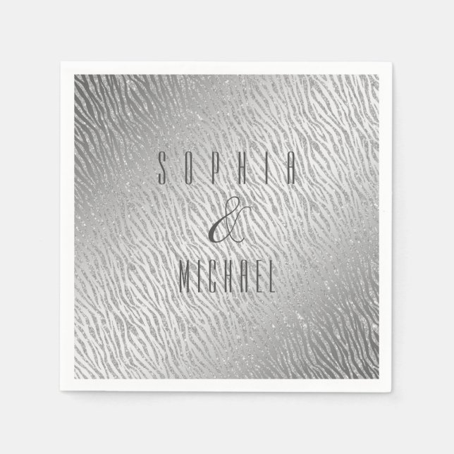 Servilleta De Papel Glam Purpurina de plata de impresión animal person (Anverso)