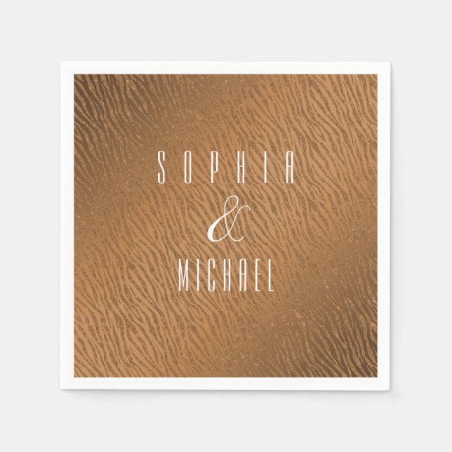 Servilleta De Papel Glam Purpurina marrón de impresión animal personal (Anverso)