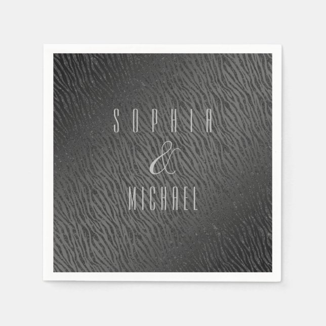 Servilleta De Papel Glam Purpurina negro impreso en animales personali (Anverso)