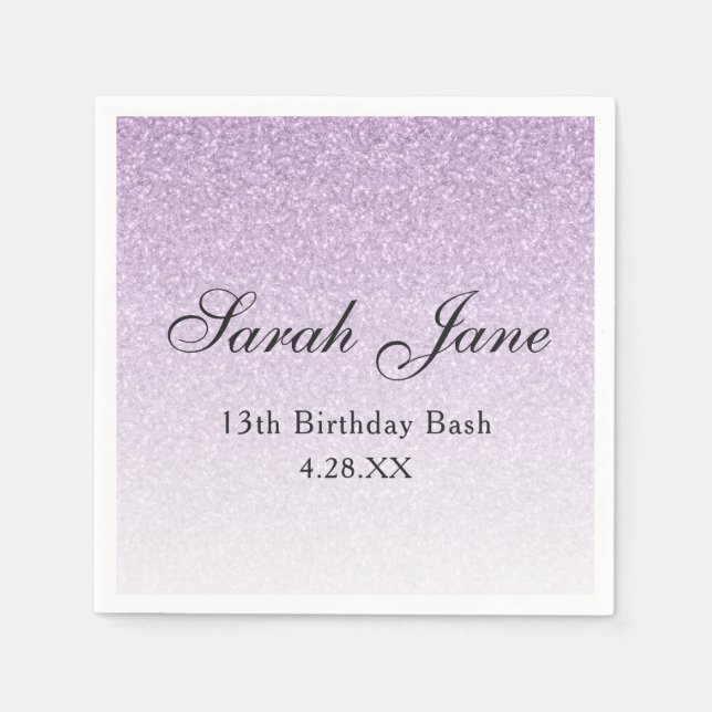 Servilleta De Papel Glam Purpurina púrpura claro personalizado (Anverso)